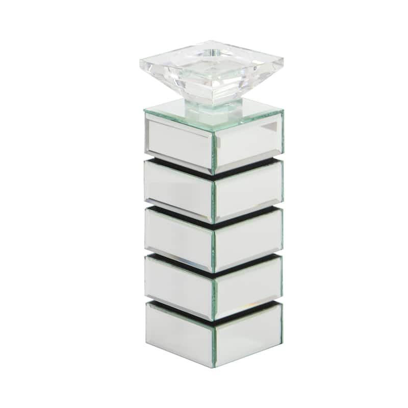 Glass Pillar Candle Holder with Floating Crystals