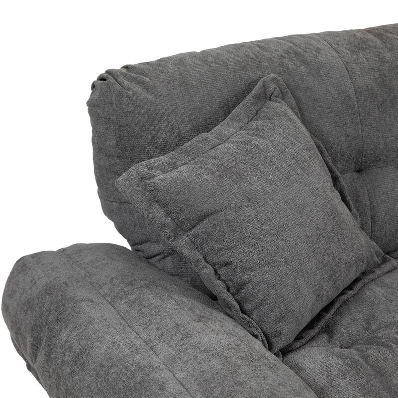 Luxurious 84" Chenille Fabric Recliner Sofa with Memory Foam and 2 Throw Pillows for Small Spaces