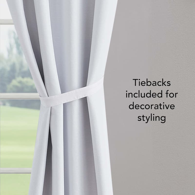 Creative Home Ideas Tobie Blackout Window Curtain, Room Darkening, Thermal Insulated, Back Tab. Set of 2 Panels with 2 Tiebacks