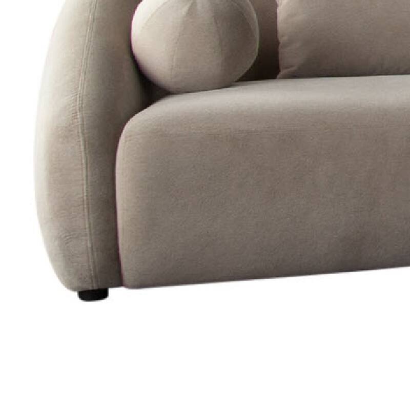 Lex Retro Curved Sectional Sofa, 152 Inch w 5 Pillows, Fawn Faux