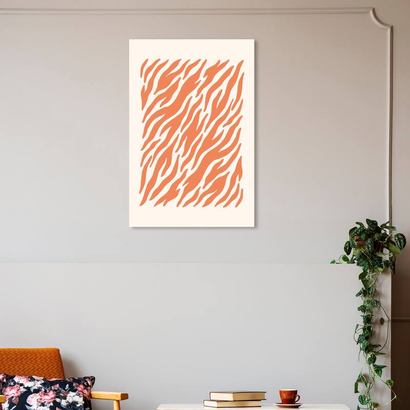 Wynwood Studio Canvas Animals Orange and White Zebra Orange and Cream White Modern & Contemporary Wall Art Canvas Print