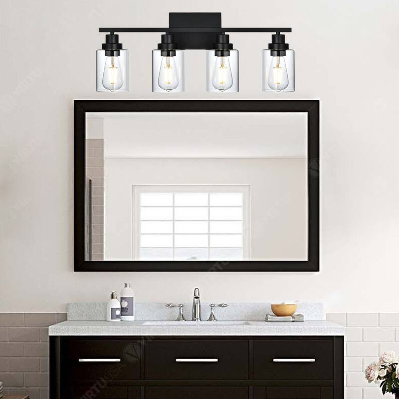 2-Light Black Bathroom Vanity Light