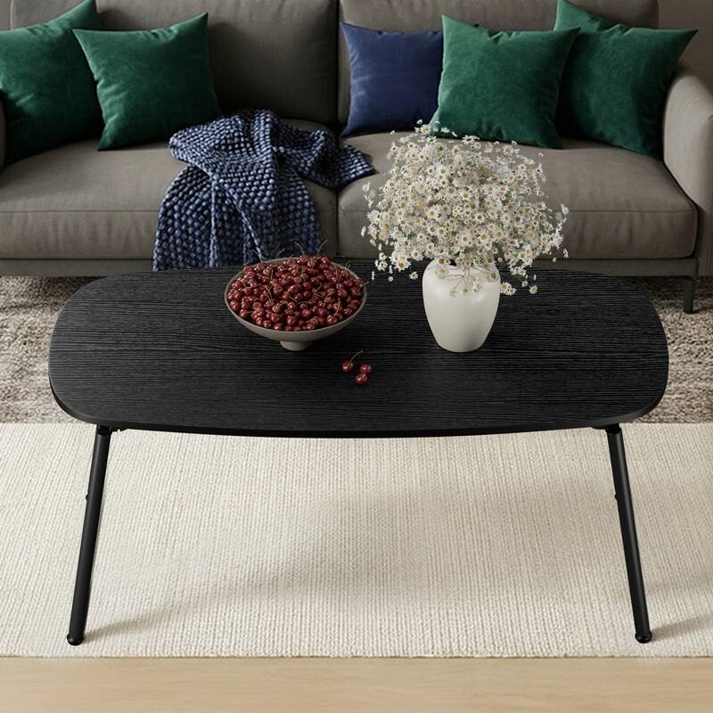 39'' Foldable Coffee Table Side Table with no Storage for living room - Black
