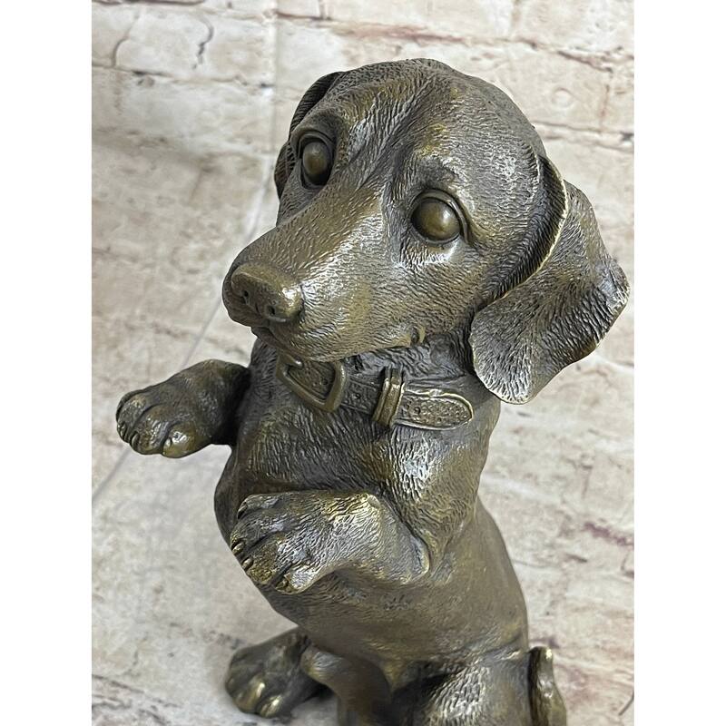 Hot Cast Bronze Puppy Dog Begging Signed Original Art Sculpture Statue Figure