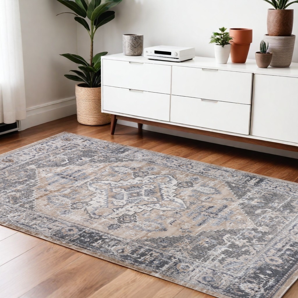 Vosa Bigex Distressed Stain Resistant Woven Durable Area Rug By HomeRoots