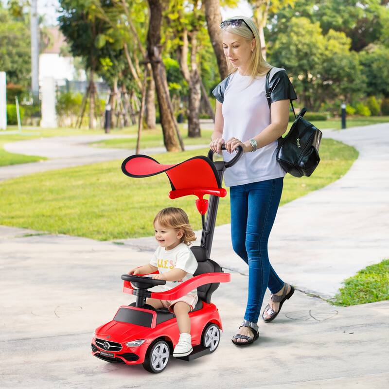 Costway Kids Ride on Push Car Mercedes-Benz Licensed 3-in-1 Sliding