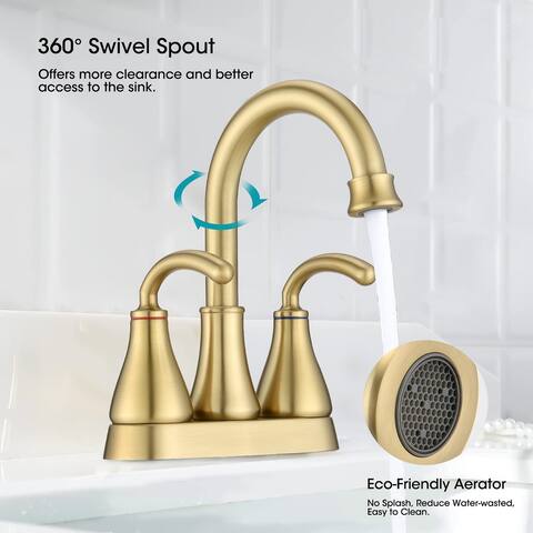 PROOX 2 Holes Centerest Bathroom Faucet Swivel Spout w/ Drain Assembly