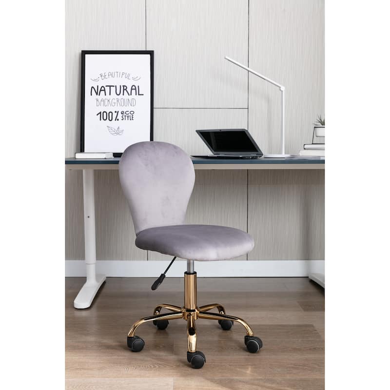 Porthos Home Evie Office Chair, Velvet Upholstery And Gold Legs