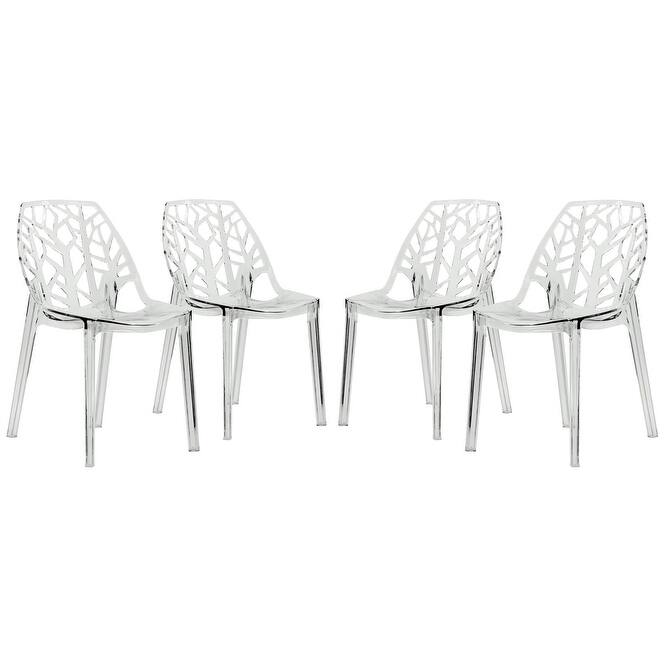 Stackable Dining Chair in Polypropylene (Set of 4) Modern Cut-out Design Backrest Accent Side Chair