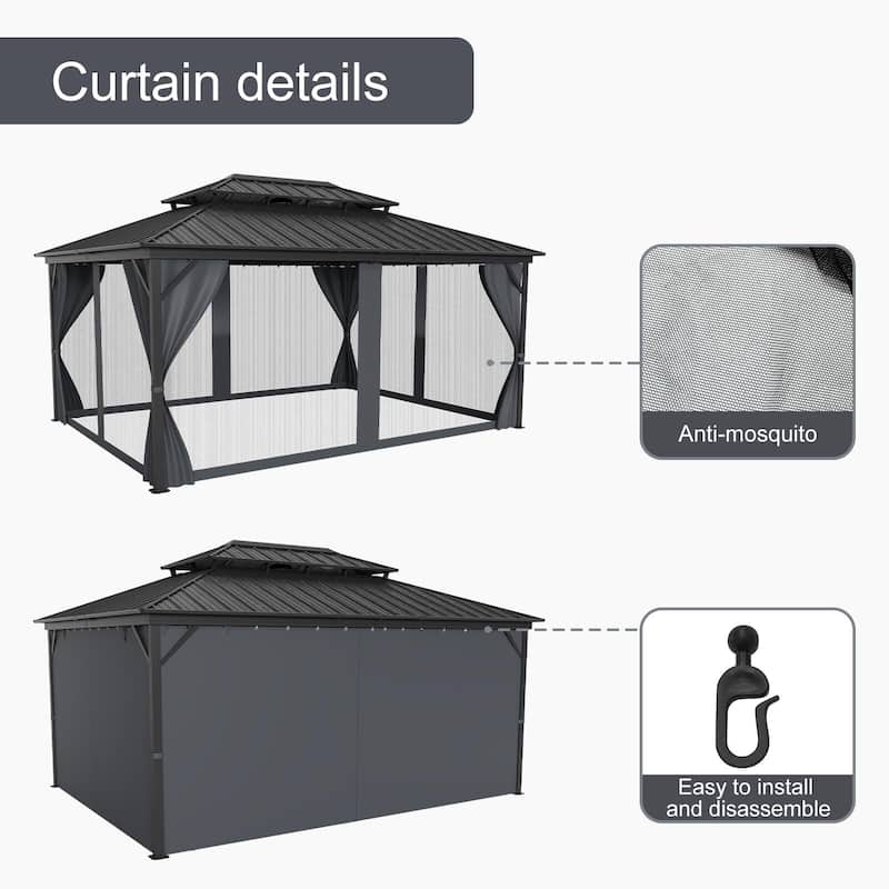 Hardtop Gazebo 10'x10',10'x12',10'x14',12'x12',12'x14',12'x16',12'x20'for All Weather