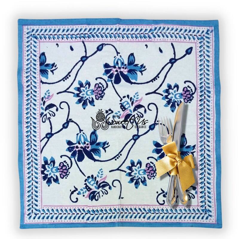 Artistic Floral Block Print Cotton Tablecloth Collection