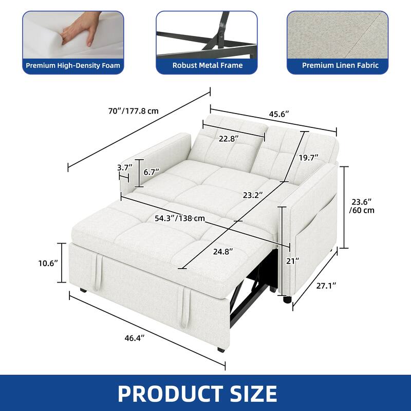 Moasis 3 IN 1 Sleeper Sofa Bed, Pull Out Chair Sofa