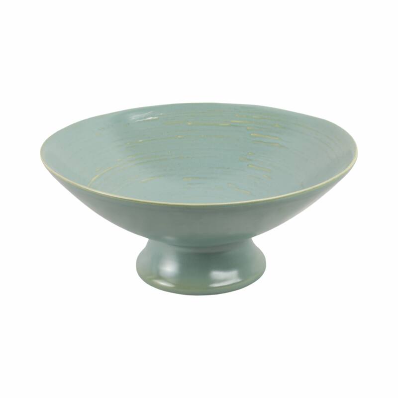 Decorative Round Pedestal Accent Bowl - 15", Green - 15.0"