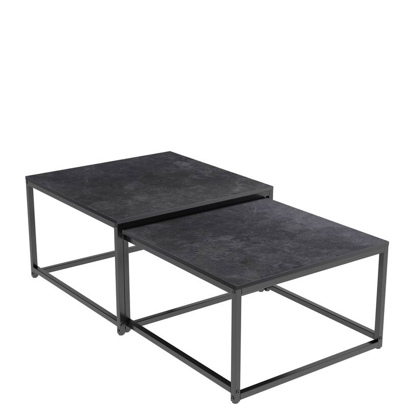 Square Sintered Stone top Nesting Coffee Table (Set of 2) - 27.5" x 18.9"
