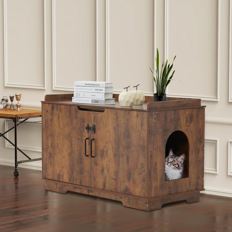MCombo X-Large Cat Litter Box Furniture Hidden with Top Opening & Divider, Particle Board, CT37