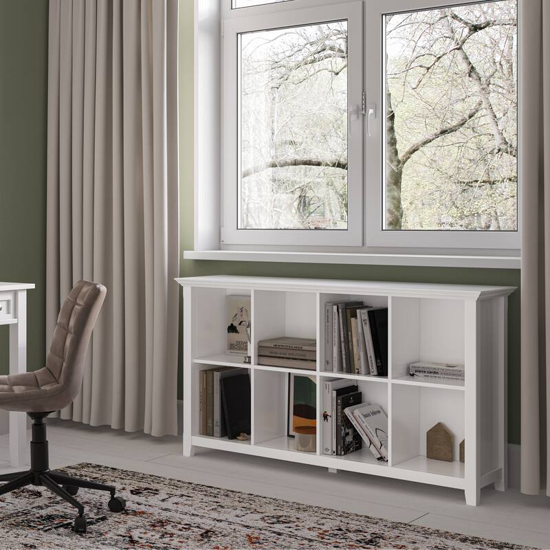 WYNDENHALL Normandy SOLID WOOD 57 inch Transitional 8 Cube Storage Sofa Table - 57"w x 15.75"d x 33"h