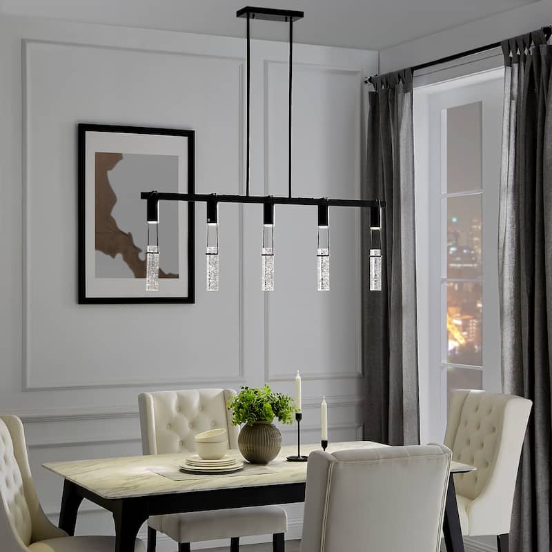 Harmony Chandelier // 3 or 5 light crystal chandelier - 5 Light - Matte Black