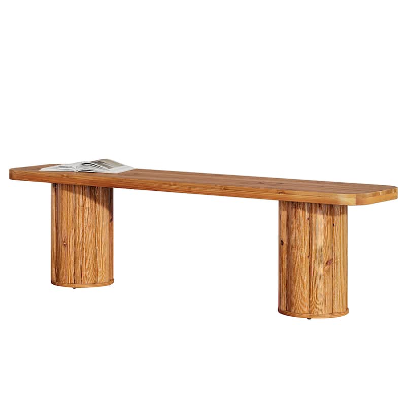 63" Solid Wood Dining Bench, Extra Long Kitchen Bench Seat Entryway Accent Bench for Dining/Living Room Foyer Entrance Bedroom