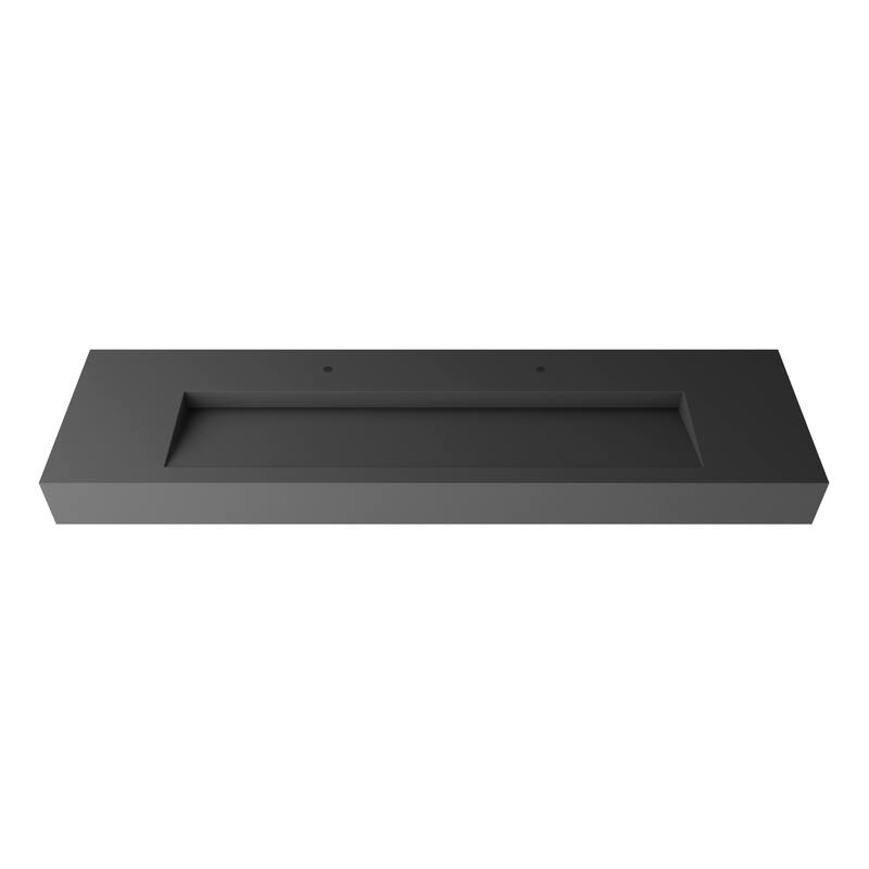 Pyramid Solid Surface Wall-Mounted Bathroom Sink - 72" - Grey