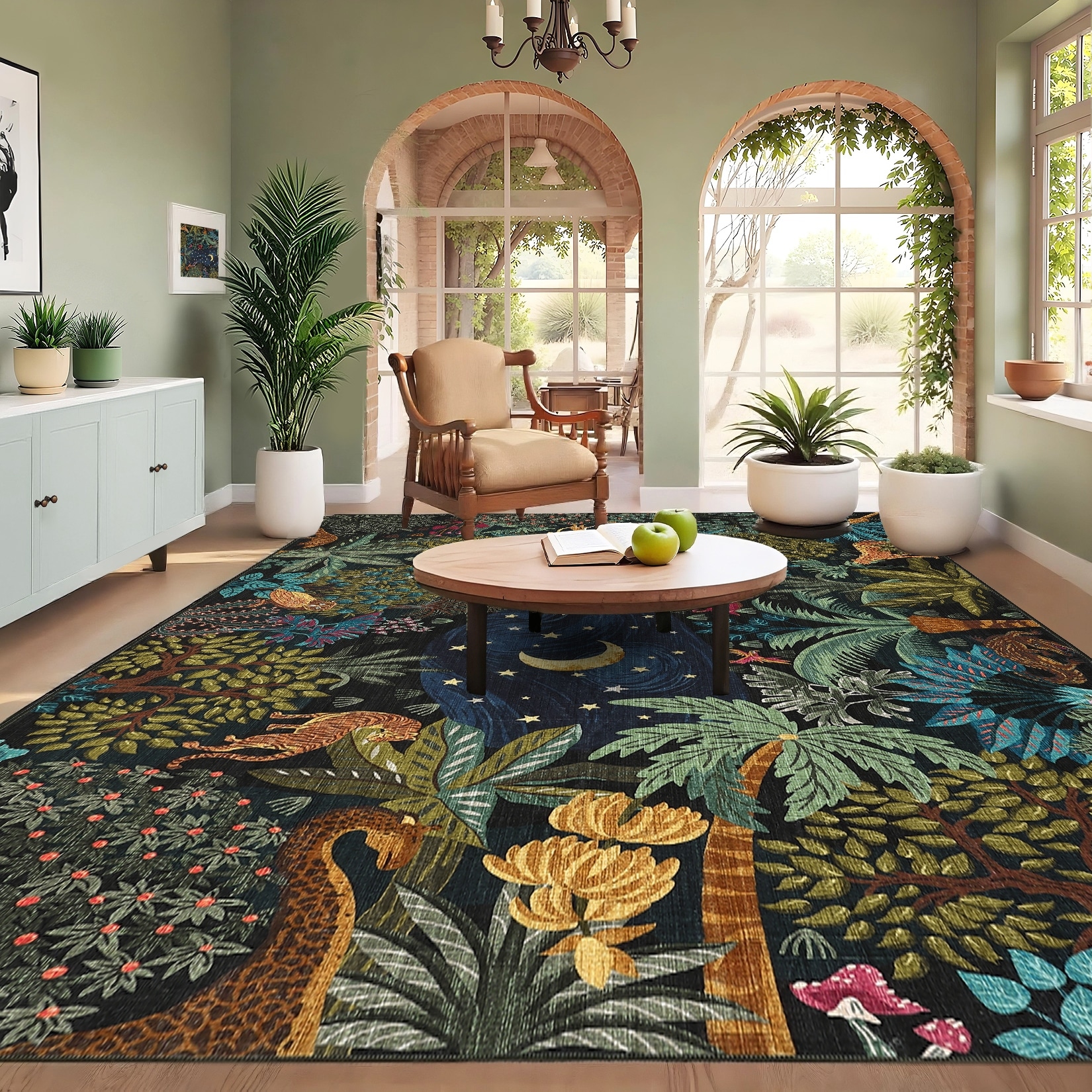 ギャルソンRUG Jungle-Rug-Washable-Area-Rugs-