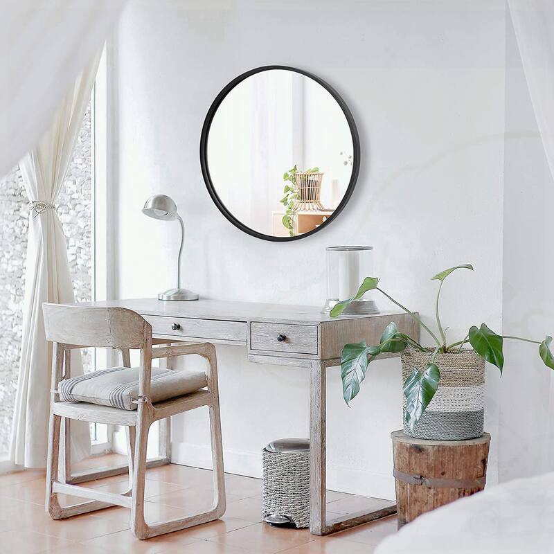 Circle Mirror 16 Inch Brushed Aluminum Frame