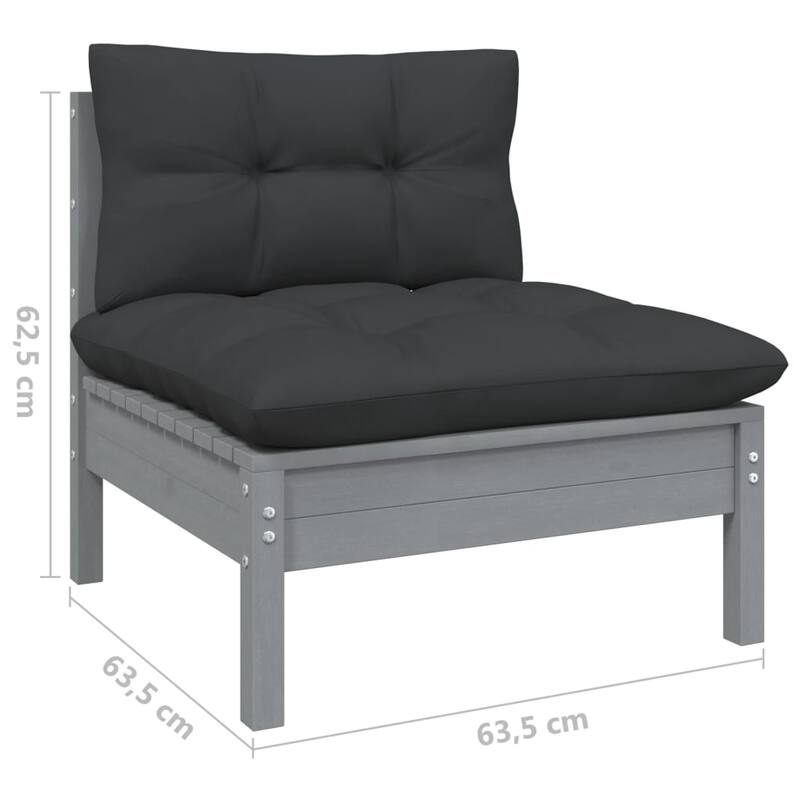 vidaXL Solid Pinewood Patio Lounge Set 7 Piece with Cushions Multi Colors