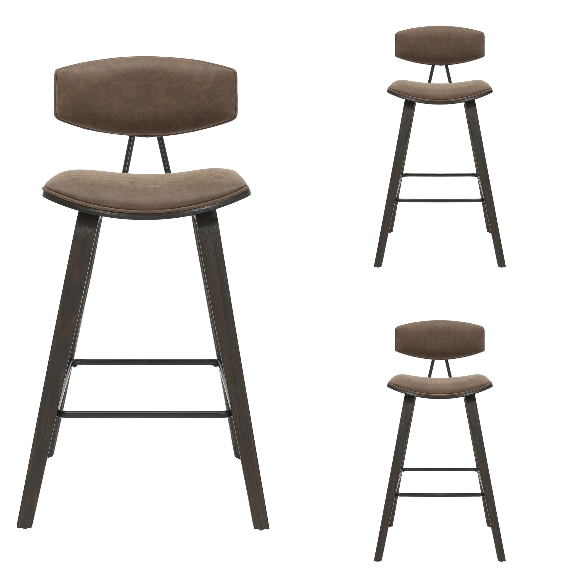 Fox Mid-Century Bar Stool, Upholstered Counter Height Chair with