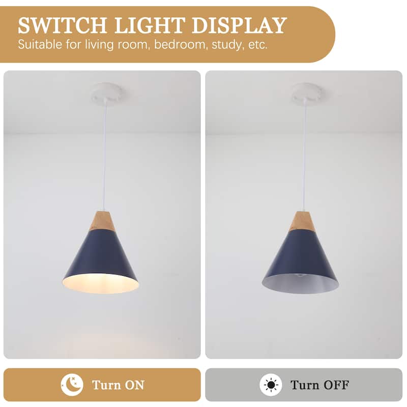 Farmhouse Pendant Light Fixture with Wood and Metal for Kitchen, Hallway,Living Room