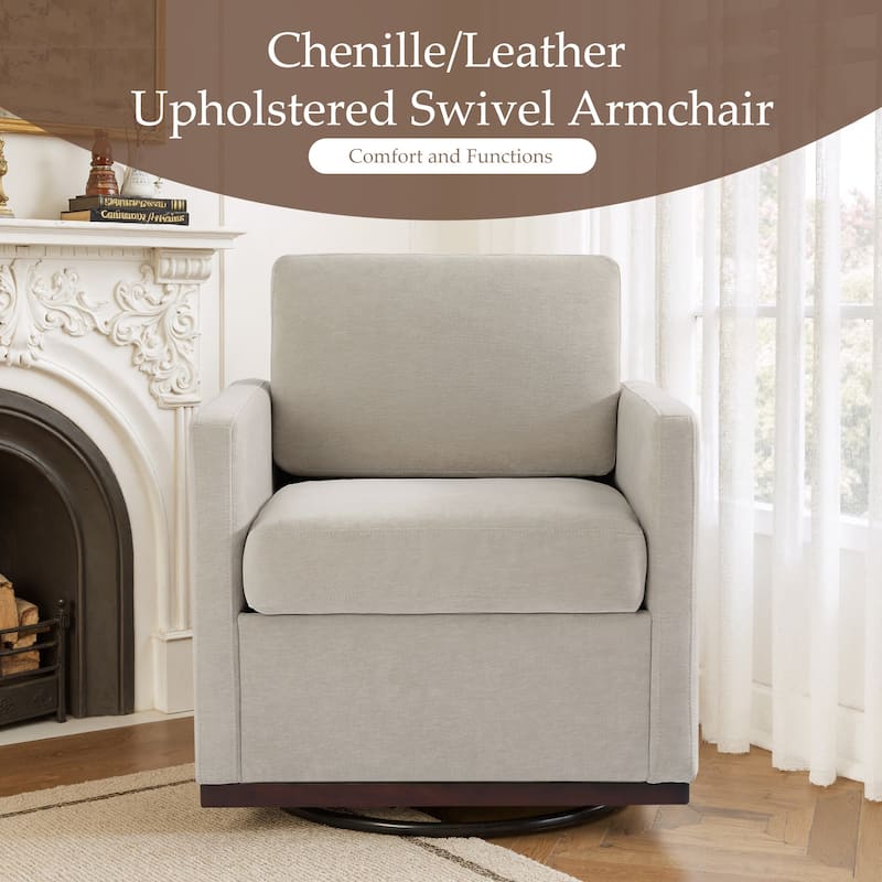 uixe Modern Upholstered Swivel Accent Chair with Pocket Spring Seat