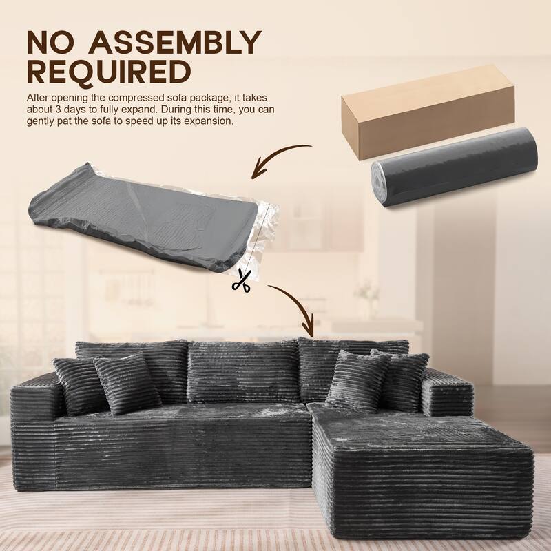 OVIOS All-Foam Plush L-Shaped Sofa​