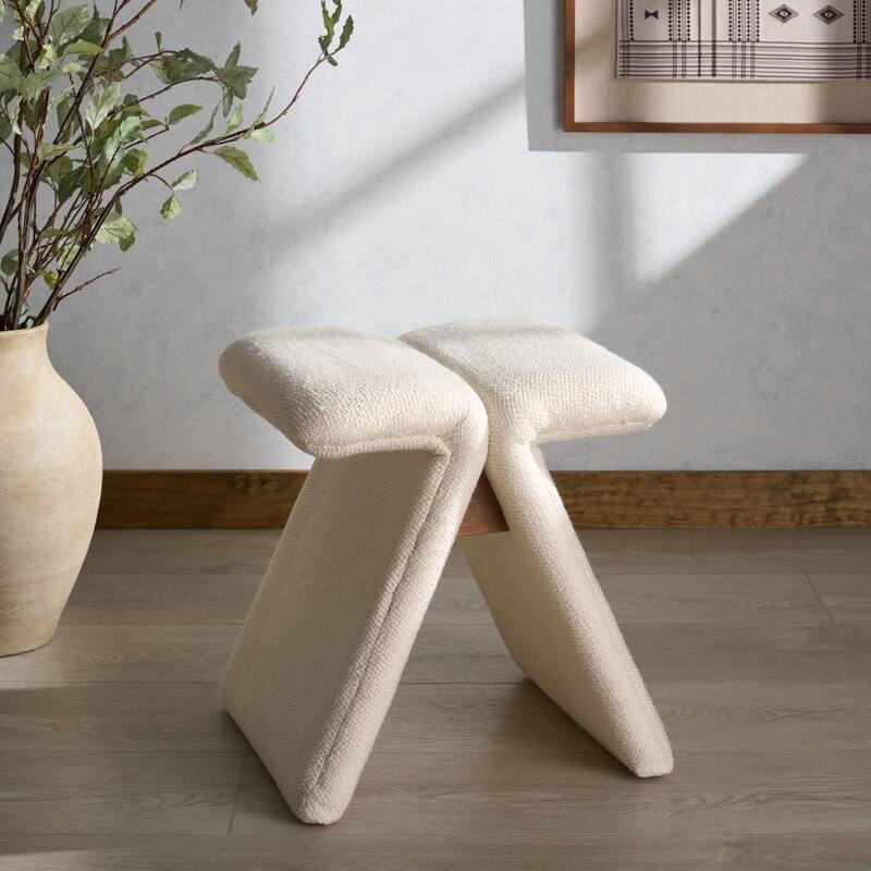 SAFAVIEH Couture Tessabella Teddy Fabric Ottoman