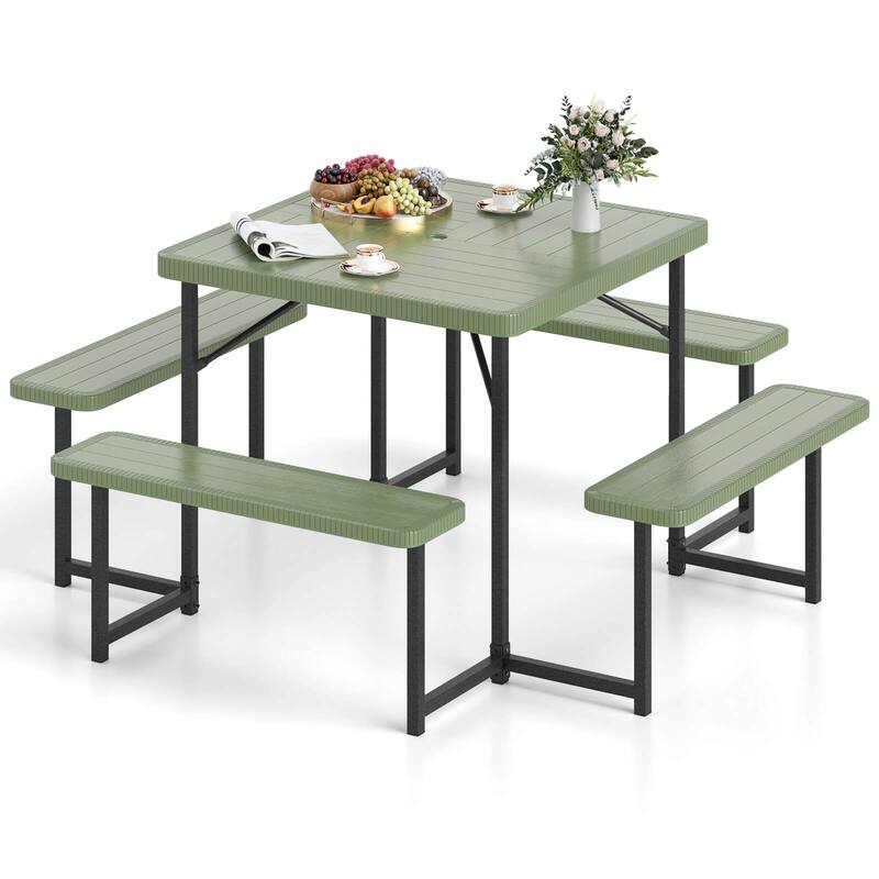 Costway Picnic Table Bench Set for 4-8 People with Umbrella Hole - See Details