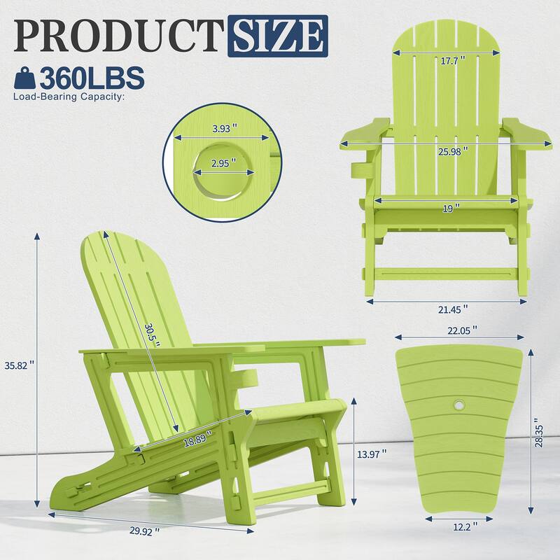 Outdoor All Weather Adirondack Chairs with Movable Footrests, Set of 5/3.