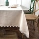 preview thumbnail 1 of 17, DriftAway Pom Pom Tassel Rectangle Linen Textured Decorative Table Cloth
