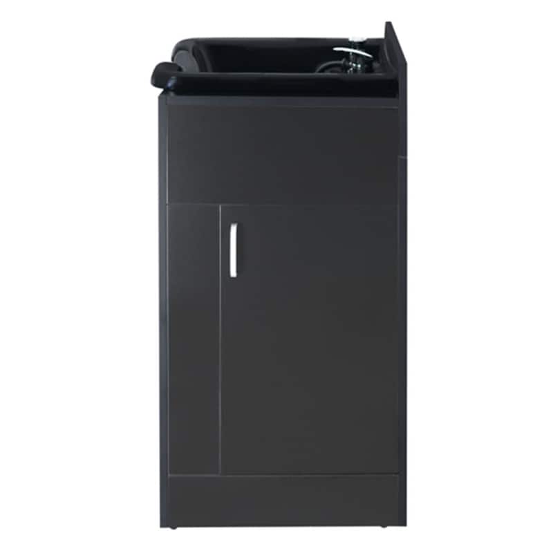 Shampoo Basin with Cabinet Hair Wash Sink Backwash Sink Station Beauty Salon Shampoo Bowl Black