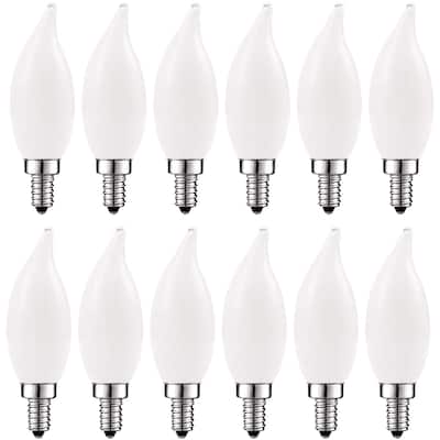 Luxrite 4W Frosted Candelabra LED Bulbs Dimmable, 2700K Warm White, 360 Lumens, 40W Equivalent, E12 Base (12 Pack)