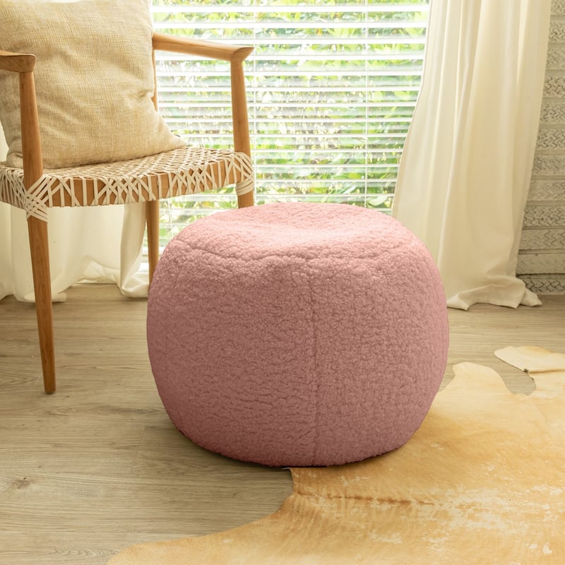 Jaxx Ellis Pouf - Modern Shearling Faux-Lamb Plush Fleece Ottoman