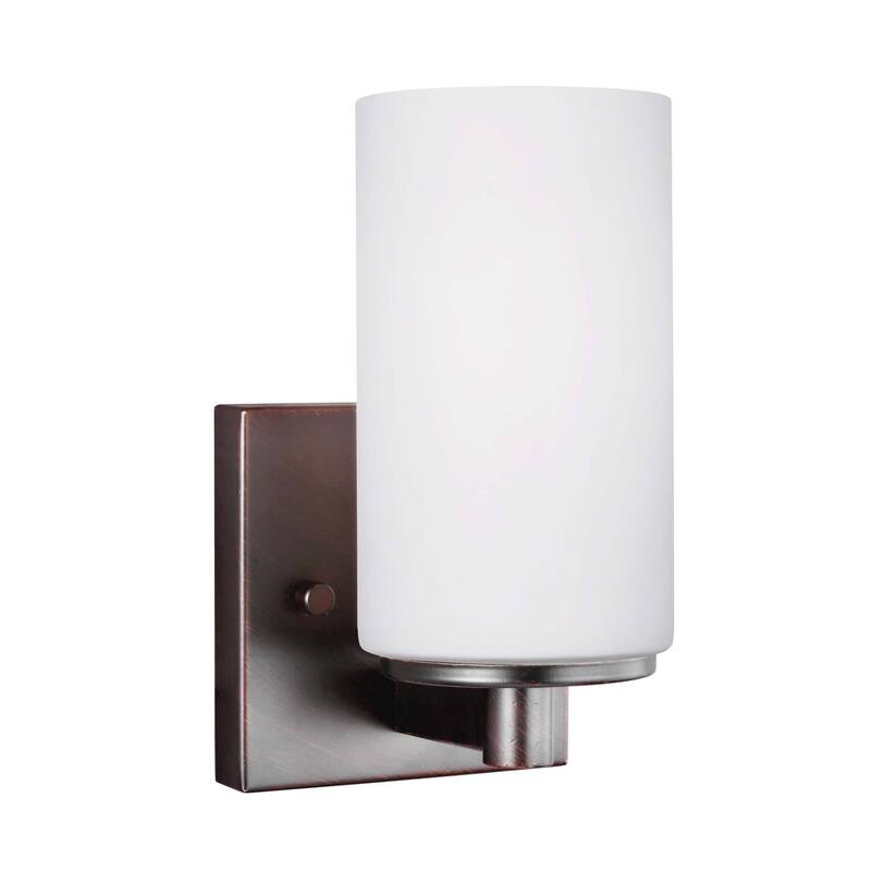 Bellevue Hamel Single Light 5" Wide Bathroom Sconce with Etched Glass - Burnt Sienna