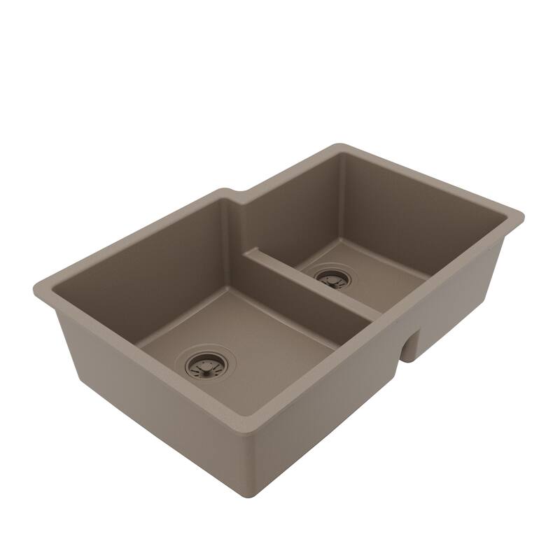 Karran Undermount Large/Small Bowl Quartz Kitchen Sink - 32" x 21.25" x 9" - 32" x 21.25" x 9"