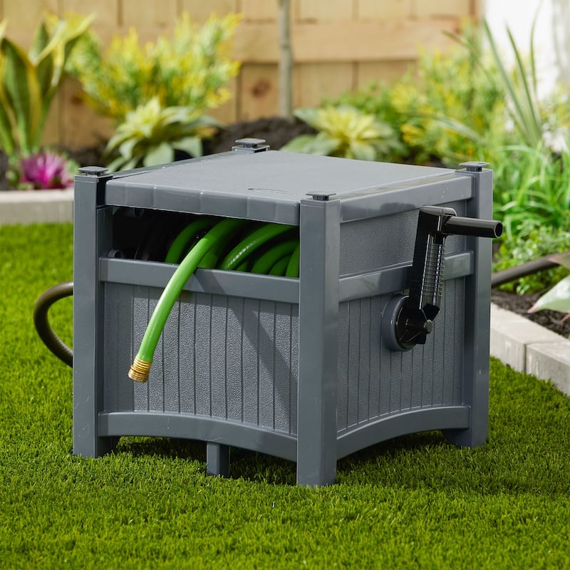 Suncast Hideaway 100' Resin Garden Hose Reel for 5/8" Hoses, Cyberspace