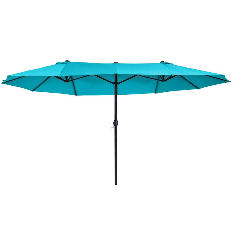 Double-sided outdoor umbrella with crank handle and vents