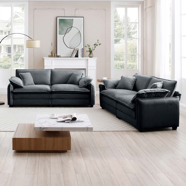 Modern 2-Piece Living Room Sofa Set Includes Two 2-Seater Sofas
