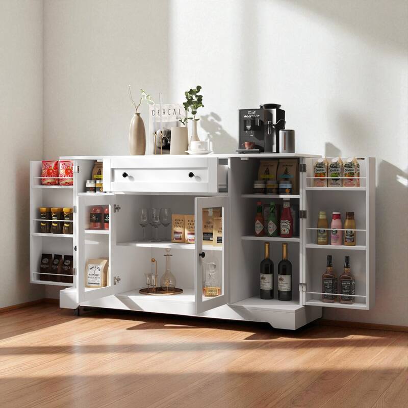 Modern Buffet Storage Cabinet with Drawer, Doors and Adjustable Shelf for Kitchen and Dining Room.