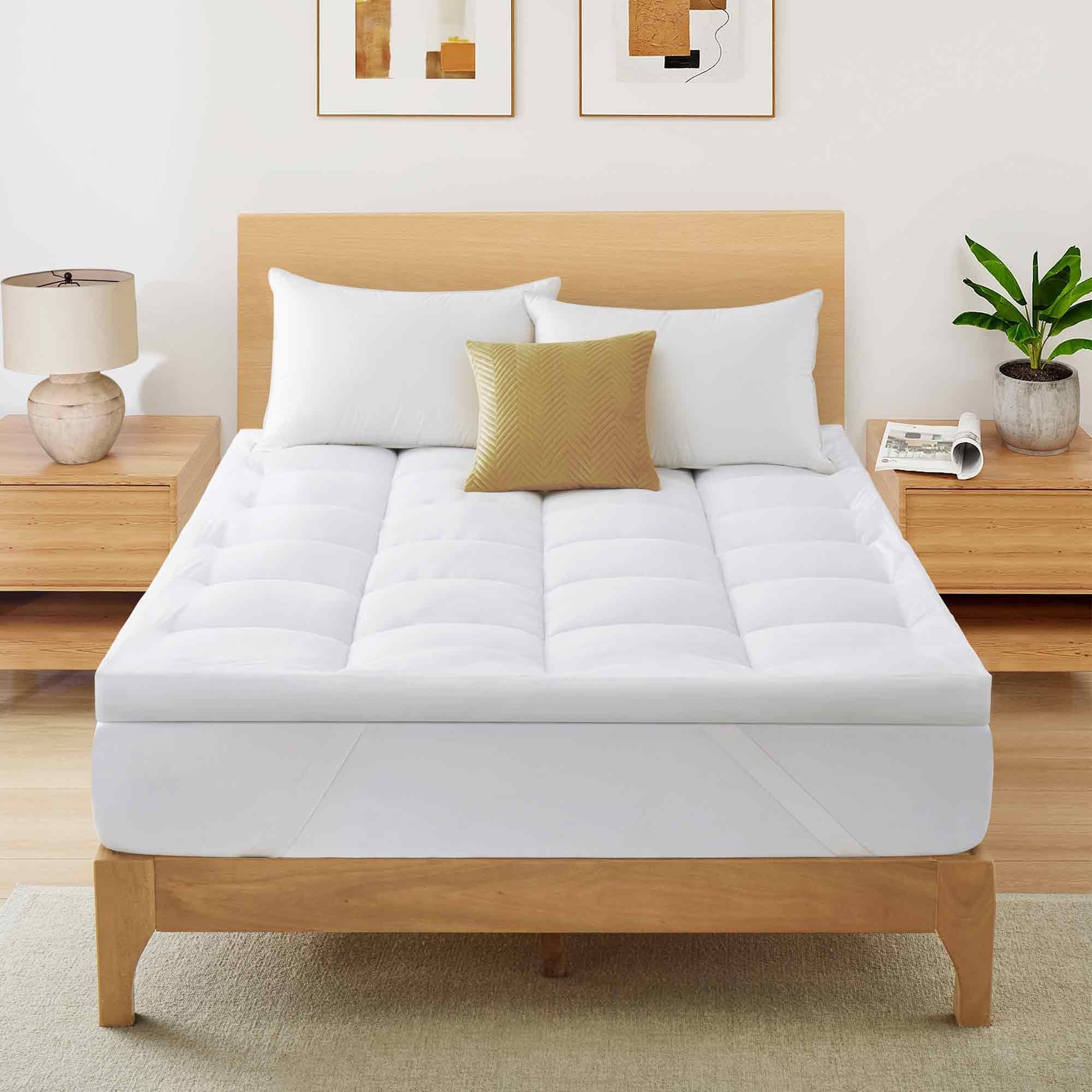 2" & 3" Ultra Thickness Fitted Down Alternative Fiber Mattress Topper with Elastic Deep Strape
