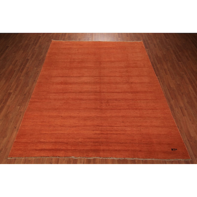 Orange Gabbeh Modern Area Rug Hand-Knotted Bedroom Wool Carpet - 6'6" x 9'7"
