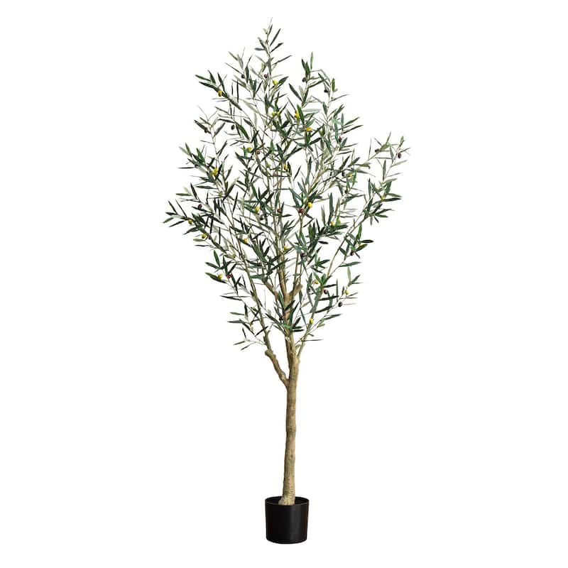 Greco Olive Artificial Potted Tree - 7'