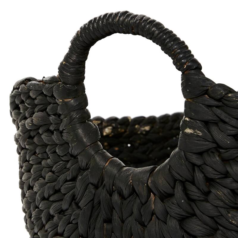 Seagrass Handmade Large Woven Decorative and Functional Storage Basket with Handles - Brown, White, Black