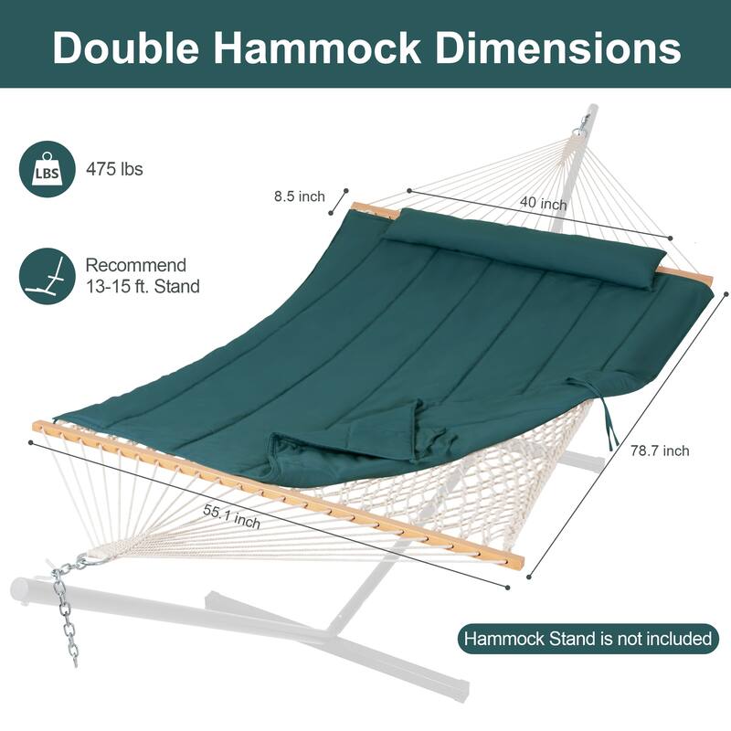 Outdoor Rope Hammock with Polyester Pad, 475 lbs Capacity