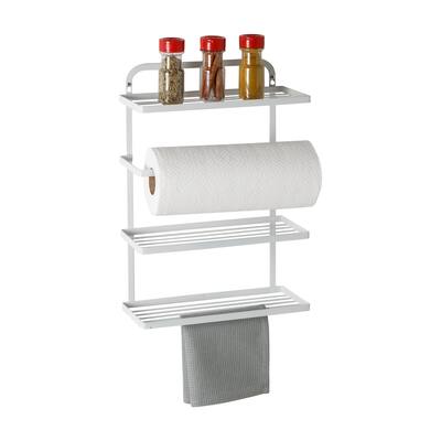 Honey-Can-Do White Steel Spice Rack with Paper Towel Holder
