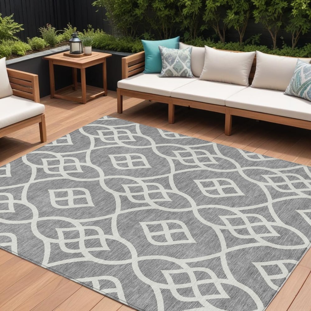 HomeRoots Trellis Transitional Rectangle Outdoor Rug